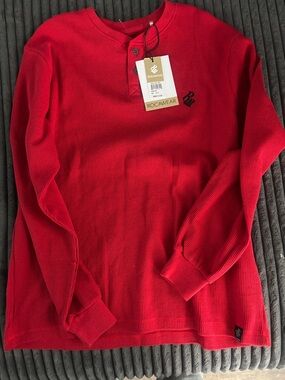 Rocawear Bright Red Waffle Henley Long Sleeve